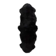 100% Genuine Sheepskin Rug Lambskin Rug Wool Double L Black