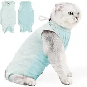 Cat Recovery Suit Cat Onesie for Cats After Surgery, Breathable Surgery Recovery Suit for Abdominal Wounds, Alternative Cats Onesie After Spay Anti Licking (Blue, L)