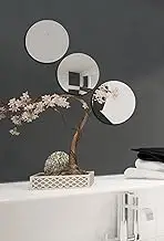 MSV Mirror Tiles Wall Mirror Tile Mirror Self-Adhesive Pack of 3 Diameter 15 cm