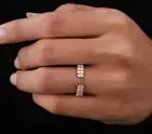 Half Eternity Sterling Silver 2.10 CT Moissanite Oval Shape Anniversary Ring