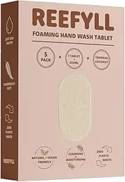 Reefyll Foaming Hand Soap Refill Tablets Dissolvable Plastic Free Hand Wash Pods Just Add Water Tropical Coconut Scent 5 Tablets