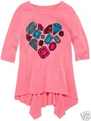 Total Girl 3/4 Sleeve Shark Bite Tunic Girls Sizes XL, XXL Neon