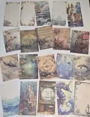 20 Pc Craft Paper Decoupage Collage Junk Journal Ephemera Nautical Ocean Sea