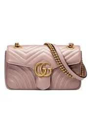 Gucci GG Marmont Small Matelasse Dusty Pink Leather Shoulder Bag