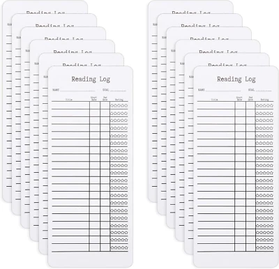 12pcs 2024 Reading Log Bookmarks - Double-Sided Tracker, Creative Page Markers f