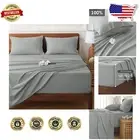 Luxurious Extra Deep Pocket Cal King Sheet Set - 400 TC 100% Cotton, Light Grey