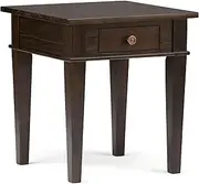 SIMPLIHOME Carlton Solid Wood 18 Inch Wide Square Transitional End Side Table in Dark Tobacco Brown, for The Living Room and Bedroom