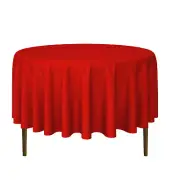 5 Pack 90" Round Polyester Fabric Tablecloths for Wedding Banquet - Red