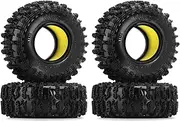 INJORA 1.3 Silicone Rubber Inserts and Cling On Tires for SCX24 TRX4M AX24 1/18 1/24 Micro Crawler Upgrade(Yellow)