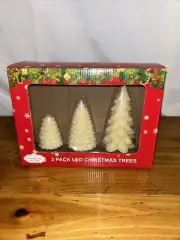 Moments in Time Battery Flameless LED 3 PC Christmas Tree Candle Set - NEW