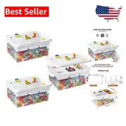 Transparent Craft Organizers with Removable Tray & Building Baseplate Lid