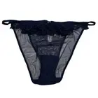 NWT VICTORIA'S SECRET Bikini Pantie Sz M-L Blue Mesh Eyelet Lace
