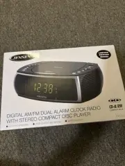 Jensen JCR-322 Modern Home Tabletop Stereo Clock Digital AM/FM Radio CD Player