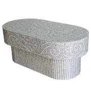 Samantha Ovale Grey Pearl White Coffee Table