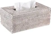 Tissue Box Cover Rectangle Tissue Box Rattan Tissue Box Holder,Wicker Decorative Tissue Holder, Whitewash