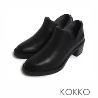 在飛比找momo購物網優惠-【KOKKO 集團】都會美型V字尖頭後拉鍊式踝靴(黑色)
