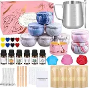 YUEONEWIN Candle Making Kits for Adults, Candle Making Supplies Accessory, DIY Scented Candle Set with Soy Wax, Essential Oil, Wicks, Wax Melting Pot, Moulds, Candle Jars, Dye, Make Your Own Candles