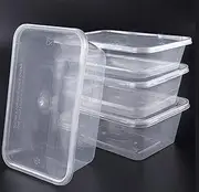 100 SETS Takeaway Containers Take away Food Disposable Plastic 500mL/ 600mL /750mL /1000mL Takeaway, Food Packaging, Restaurant (650ml)
