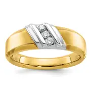 14k Two-tone Two Tone 1/6 Ct. Lab Grown Diamond VS/SI+ G+ Polished Men's Ring