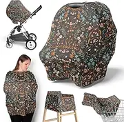 Sweet Jojo Designs Boho Wildflower Vintage Floral Girl Infant Baby Car Seat Cover Nursing Breastfeeding High Chair Shopping Cart Stroller Canopy Carrier Multipurpose Use Bohemian Farmhouse Cottagecore