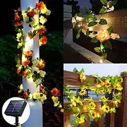 Solar Sunflower Rose LED Fairy String Lights Leaf Rattan Garland Outdoor Lights Waterproof 2.5m 30leds Valentines Wedding Party Holiday Garden Patio Home Indoo