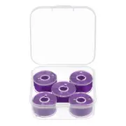 Prewound Sewing Bobbin Thread Set of 5pcs with Storage Plastic Case, Purple