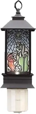Small Stained Glass Nativity Scene Night Light, Holiday Plug In Night Light