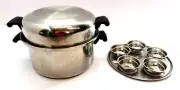 AMWAY QUEEN 5 Qt Stock Pot with Dome Lid & Egg Poacher Insert Stainless Vintage