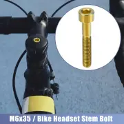 Gold Tone M6x35 Bike Stem Bolt Bicycle Bike Headset Stem Bolt Titanium Alloy