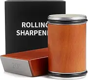 Goutime Knife Sharpener Tool, Rolling Knife Sharpener Kit, Knife Sharpening with Diamonds and Ceramic for Steel, with 15 & 20 Degree Magnetic Angle(Brown)