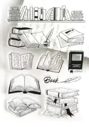 Vintage Books Reading Writing Crafting Rubber Stamp Craft Knowledge Book Pages