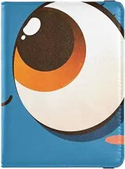 [Amooorous] Big Eyes Dark Blue Cartoon Leather decorative Passport Holders Vaccine Case Protector Cover Passport Case Ultra Slim, big eyes dark blue cartoon, 1 size
