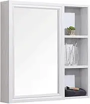 Smart Medicine Cabinet for Bathroom with Mirror, Wall Mounted with Shelf, Modern Square Medicine Cabinets for Bathroom with Mirror in Home and Kitchen (White)
