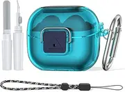 TUDIOW for Galaxy Buds Pro 3 Case & Galaxy Buds 3 Clear Case Cover with Secure Lock Shockproof Protective for Samsung Galaxy Buds3 & 3Pro with Cleaning Kit& Keychain (Clear Blue)