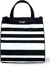 Kate Spade New York Cute Lunch Bag for Women, Large Capacity Lunch Tote, Adult Lunch Box with Silver Thermal Insulated Interior Lining and Storage Pocket Sarah Stripe (Black/White)