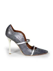 Navy Snakeskin Pointed Pumps