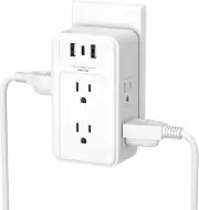 BN-LINK Multi Plug Outlet, 6 Wall Outlet Extender with 3 USB Charging Ports (1 U