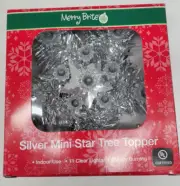 TREE TOPPER MINI SILVER STAR Clear 6" CHRISTMAS MERRY BRITE NEW IN BOX