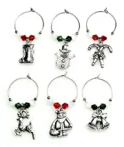 Wine Glass Charms / Markers - HOLIDAY #9 - Set of 6 NEW! Holiday. X-mas