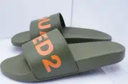 New Dsquared2 Men's Sandales Green Slide Size 10 Dune Rubber