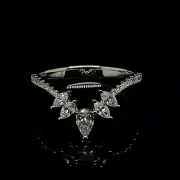 1 Ct Pear Shape Created Diamond Curved Wedding Band Ring 14k White Gold Over