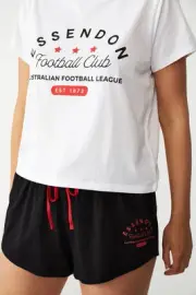 Essendon Bombers AFL COTTON-ON Womens SS Tee/Short PJ Set by Sporting House