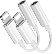 [Apple MFi Certified] Lightning to 3.5 mm Headphone Jack Adapter, 2 Pack Earphone Audio Jack Aux, Compatible with iPhone 11/11 Pro/XR/XS Max/X/8/7 Support All iOS , Music Control & Calling Function