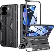 [Kaiiecal] for Pixel-9-Pro Fold Case Stand: Slim Hinge Case with Screen Protector - Support Wireless Charging - Full Body Soft Protective Phone Cover for Google Pixel 9Pro fold Black