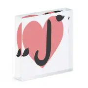 Letter J Heart Alphabet Acrylic Photo Block Frame Valentines Day Love