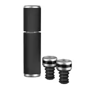 3pc Bartender Sure-Seal Wine Saver Bottle Stopper Resealer Barware Set Black