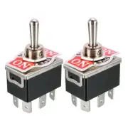 2Pack Black AC 250V/10A 125V/15A 6 Terminals ON/OFF/ON 3 Ways DPDT Toggle Switch