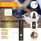 USB Rechargeable Milk Frother Handheld Double Whisk Foam Maker Coffee Egg