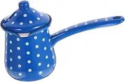 GRADENEVE Vintage Enamel Coffee Pot Kettle Retro Turkish Coffee Maker Handle and High-Temperature Resistant for Stovetop Brewing and Design