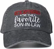 [INNObeta] Son in Law Gifts Cap for Father's Day, Funny Adjustable Embroidered Hat Gifts for Birthday, Christmas, Gray, I'm The Favorite Son in Law, Grey, Medium-Large